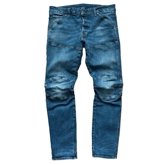 Vintage G Star Raw 3D Slim Denim Pants Jeans Double Knee Size 34 Skinny - Picture 1 of 10